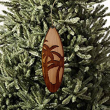 Load image into Gallery viewer, Palm Tree Surfboard - Cedar Ornament