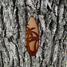 Load image into Gallery viewer, Palm Tree Surfboard - Cedar Ornament