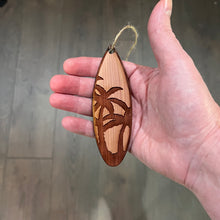 Load image into Gallery viewer, Palm Tree Surfboard - Cedar Ornament