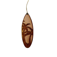 Load image into Gallery viewer, Palm Tree Surfboard - Cedar Ornament