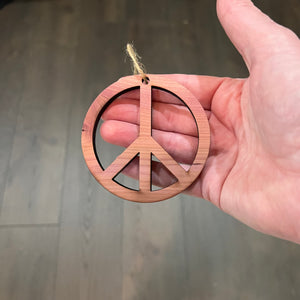 Peace Symbol - Cedar Ornament