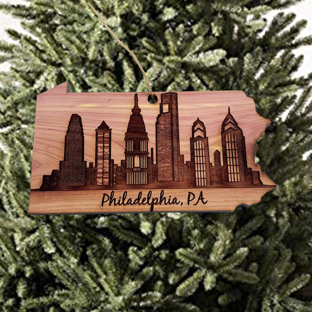 Philadelphia PA - Cedar Ornament