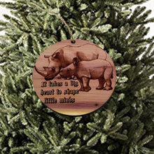 Load image into Gallery viewer, RHINO it takes a big heart to shape little minds - Cedar Ornament