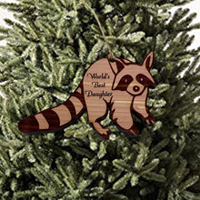 Load image into Gallery viewer, Raccoon Worlds Best Daughter - Cedar Ornament