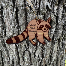 Load image into Gallery viewer, Raccoon Worlds Best Daughter - Cedar Ornament