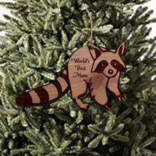 Load image into Gallery viewer, Raccoon Worlds Best Mom - Cedar Ornament