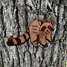 Load image into Gallery viewer, Raccoon Worlds Best Mom - Cedar Ornament