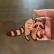 Load image into Gallery viewer, Raccoon Worlds Best Mom - Cedar Ornament