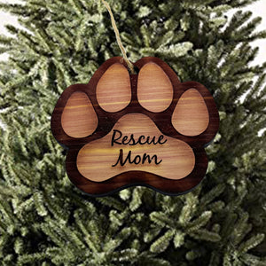 Rescue Mom - Cedar Ornament