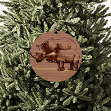 Load image into Gallery viewer, Rhino and Baby - Cedar Ornament