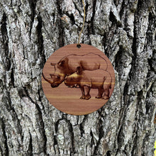 Load image into Gallery viewer, Rhino and Baby - Cedar Ornament