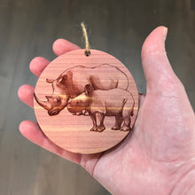 Load image into Gallery viewer, Rhino and Baby - Cedar Ornament