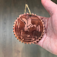 Load image into Gallery viewer, Sawblade with Duck - Cedar Ornament