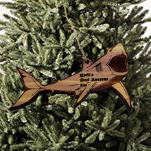 Load image into Gallery viewer, Shark Worlds Most Awesome Son - Cedar Ornament