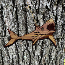 Load image into Gallery viewer, Shark Worlds Most Awesome Son - Cedar Ornament