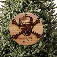 Load image into Gallery viewer, Skull and Bones 322 - Cedar Ornament