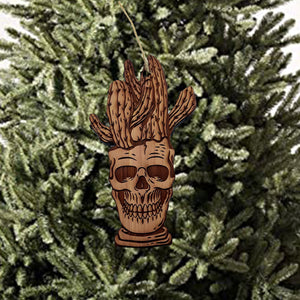 Skull and Cactus - Cedar Ornament