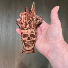 Load image into Gallery viewer, Skull and Cactus - Cedar Ornament