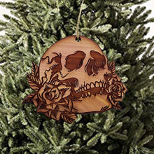 Load image into Gallery viewer, Skulls and Roses - Cedar Ornament