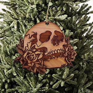 Skulls and Roses - Cedar Ornament