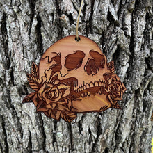 Load image into Gallery viewer, Skulls and Roses - Cedar Ornament