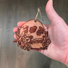 Load image into Gallery viewer, Skulls and Roses - Cedar Ornament