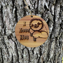 Load image into Gallery viewer, Sloth I Love You - Cedar Ornament