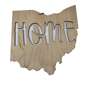 State Home Ohio sign Raw Maple Wood 15x15