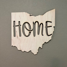 Load image into Gallery viewer, State Home Ohio sign Raw Maple Wood 15x15