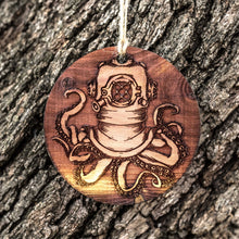 Load image into Gallery viewer, Steampunk Octopus - Raw Cedar Ornament 3x3in