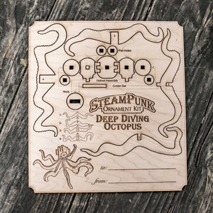 Steampunk Ornament Kit - Deep Diving Octopus - Raw Wood (Assembly Required)