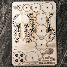 Load image into Gallery viewer, Steampunk Ornament Kit - Dream Rocket - Raw Wood (Assembly Required)