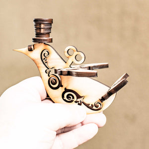 Steampunk Ornament Kit - Fancy Bird - Raw Wood (Assembly Required)