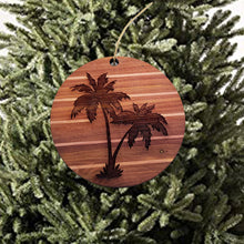 Load image into Gallery viewer, Sunset and Palm Trees - Cedar Ornament