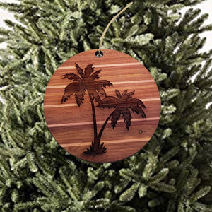 Sunset and Palm Trees - Cedar Ornament