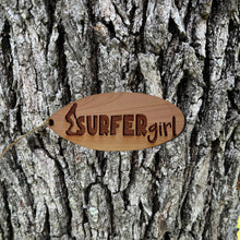 Load image into Gallery viewer, Surfer Girl Surfboard - Cedar Ornament