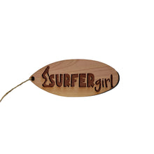 Load image into Gallery viewer, Surfer Girl Surfboard - Cedar Ornament