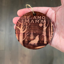 Load image into Gallery viewer, Te Amo Mama Winter Wolf - Cedar Ornament