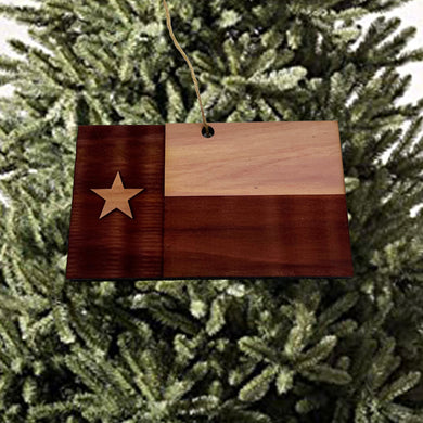 Texas Flag Lone Star - Cedar Ornament