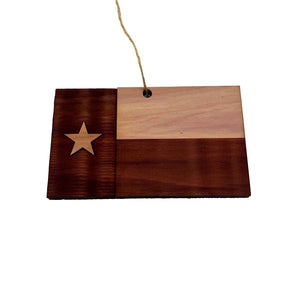 Texas Flag Lone Star - Cedar Ornament