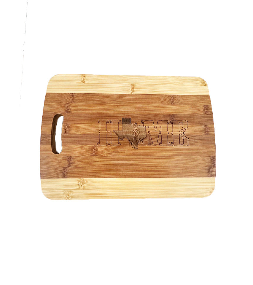 Texas Home with Bluebonnets - Cutting Board 14''x9.5''x.5'' Bamboo Texas Home with Bluebonnets - Cutting Board 14''x9.5''x.5'' Bamboo