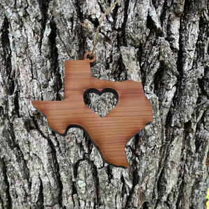 Texas with Heart - Cedar Ornament