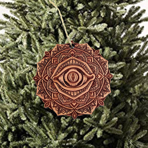 Third Eye Mandala - Cedar Ornament