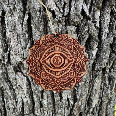 Third Eye Mandala - Cedar Ornament