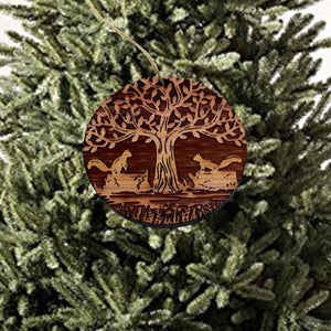 Two Squirrels and Tree of Life - Cedar Ornament