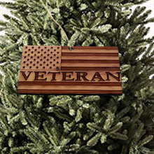 Load image into Gallery viewer, Veteran American Flag - Cedar Ornament