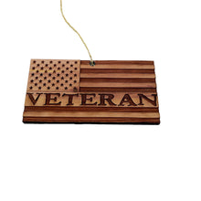 Load image into Gallery viewer, Veteran American Flag - Cedar Ornament