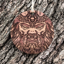 Load image into Gallery viewer, Viking Warrior - Raw Cedar Ornament 3x3in