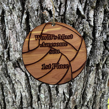 Load image into Gallery viewer, Volleyball 1st Place Worlds most awesome Son - Cedar Ornament