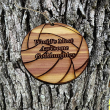 Load image into Gallery viewer, Volleyball Worlds most awesome Goddaughter - Cedar Ornament